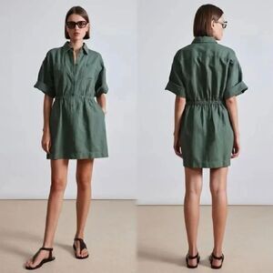 Vince Mini Green Shirt Dress Short Sleeve Wrap Size 6